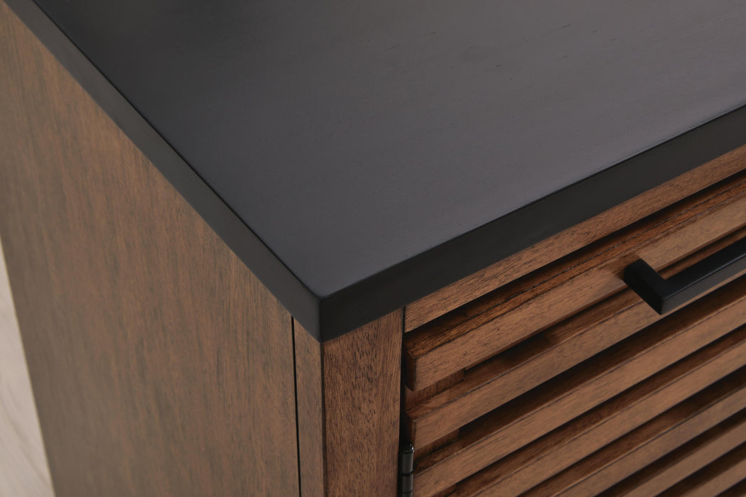 Signature Design Warm Brown/Black Credenza with Desk Return