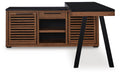 Signature Design Warm Brown/Black Credenza with Desk Return