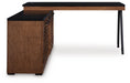 Signature Design Warm Brown/Black Credenza with Desk Return