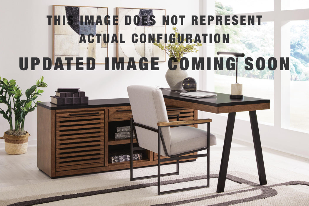 Signature Design Warm Brown/Black Credenza with Desk Return