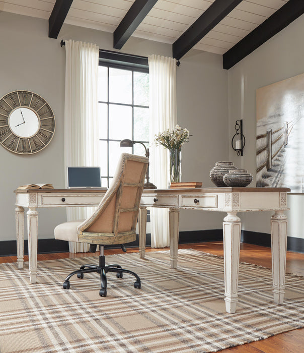 Signature Design White/Brown 2-Piece Home Office Desk
