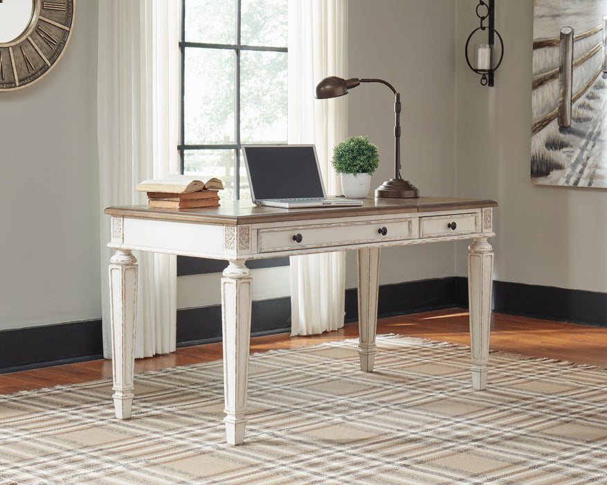 Signature Design White/Brown Home Office Lift Top Desk