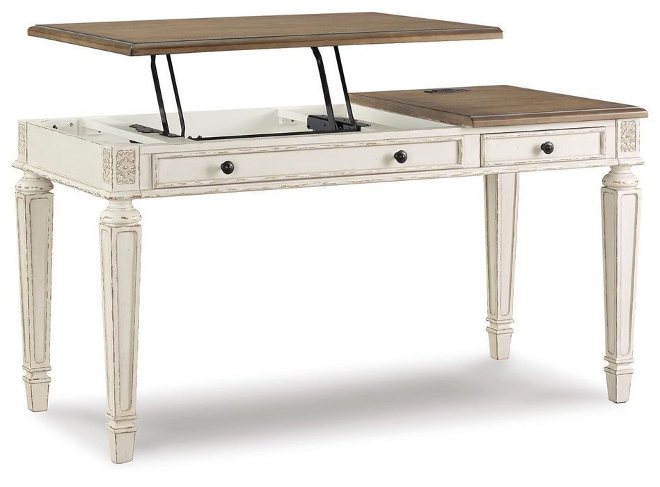 Signature Design White/Brown Home Office Lift Top Desk