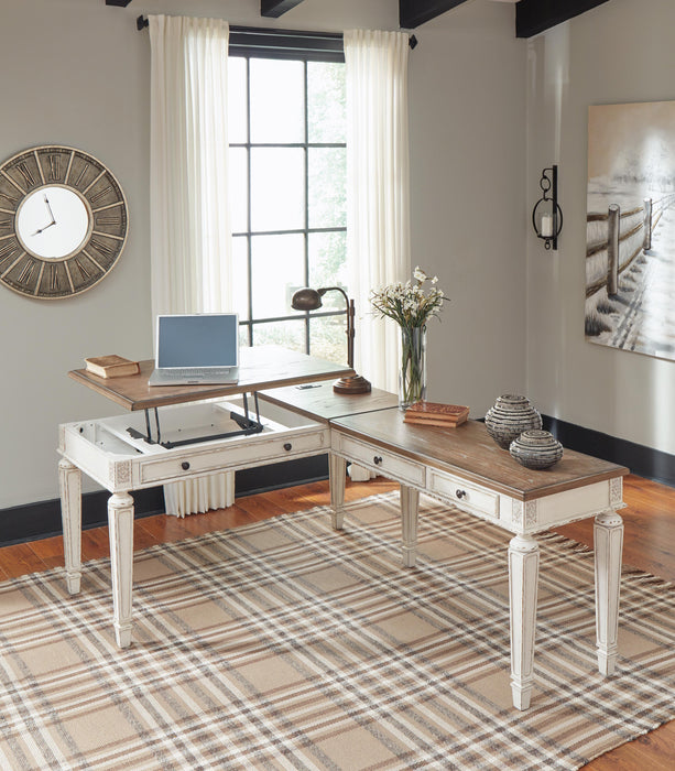 Signature Design White/Brown 2-Piece Home Office Desk