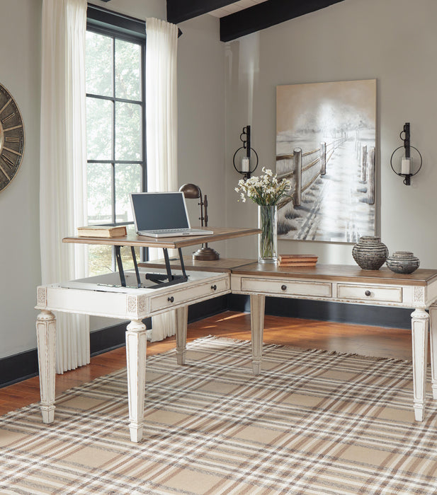 Signature Design White/Brown 2-Piece Home Office Desk