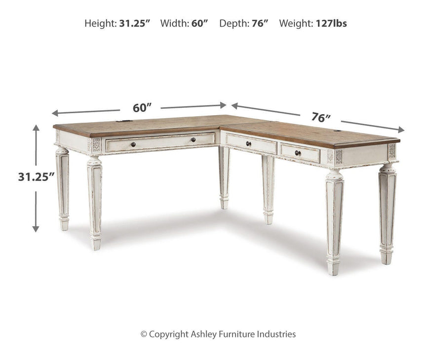 Signature Design White/Brown 2-Piece Home Office Desk