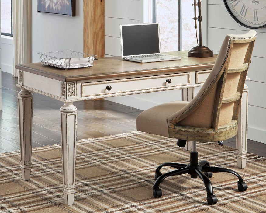 Signature Design White/Brown Home Office Desk