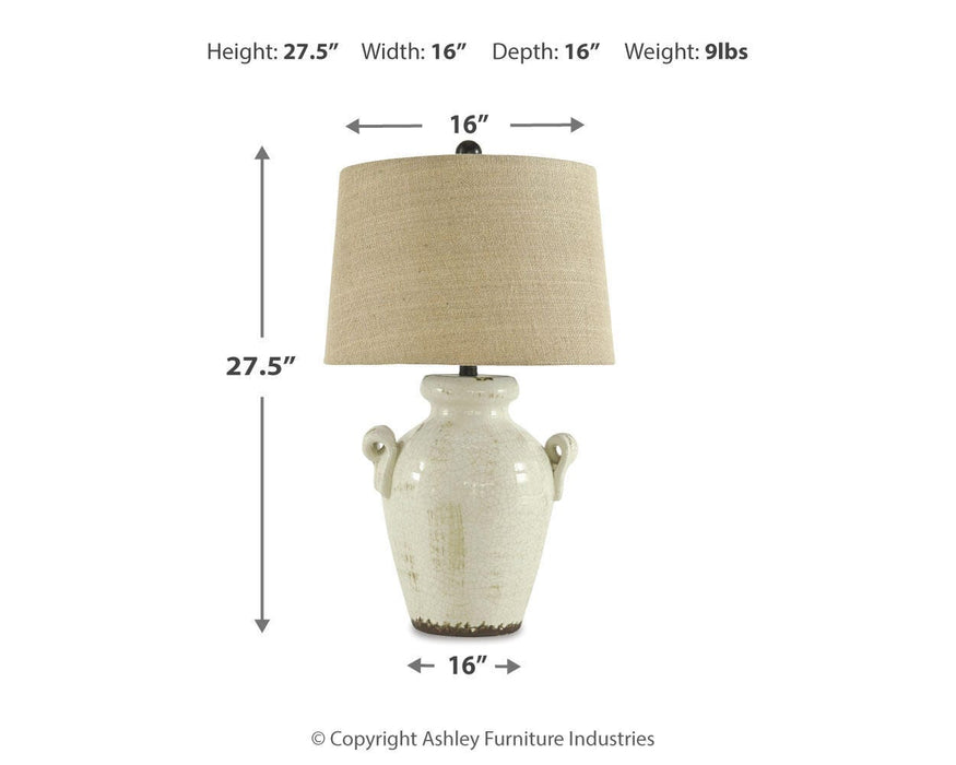 Signature Design Cream Ceramic Table Lamp (1/CN)