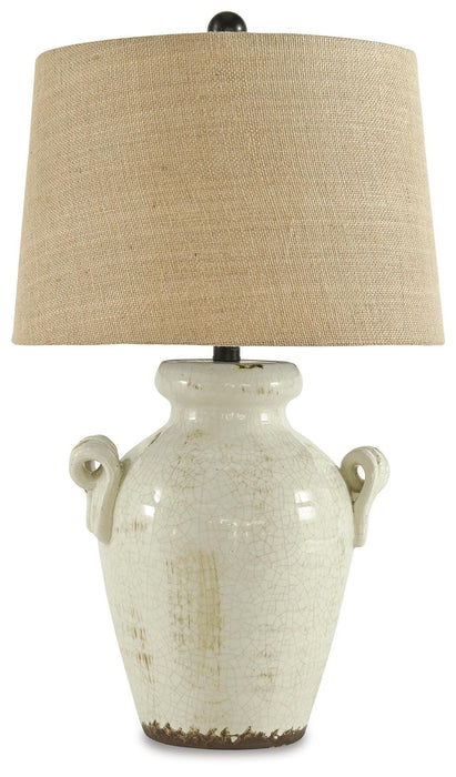 Signature Design Cream Ceramic Table Lamp (1/CN)