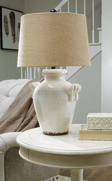 Signature Design Cream Ceramic Table Lamp (1/CN)