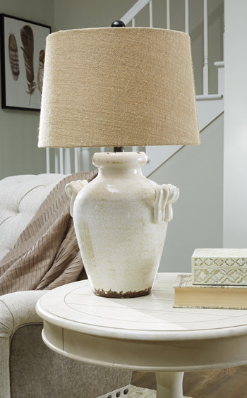 Signature Design Cream Ceramic Table Lamp (1/CN)