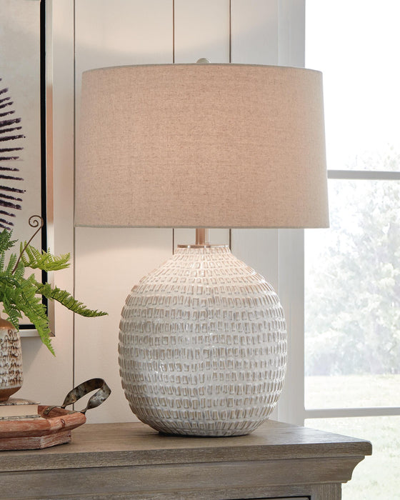 Signature Design Beige Ceramic Table Lamp (1/CN)
