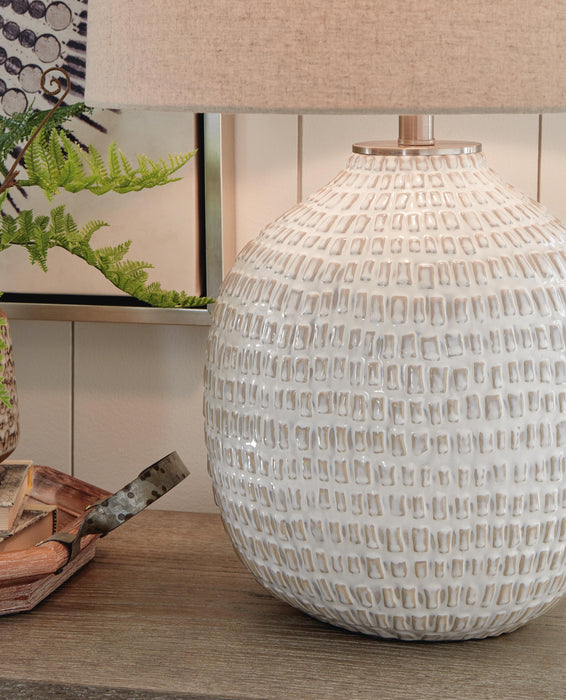 Signature Design Beige Ceramic Table Lamp (1/CN)