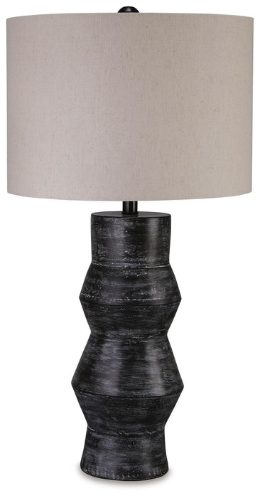 Signature Design Distressed Black Terracotta Table Lamp (1/CN)
