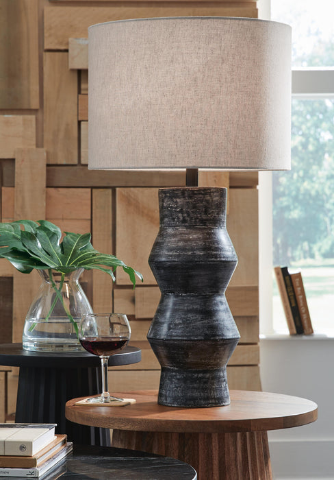 Signature Design Distressed Black Terracotta Table Lamp (1/CN)