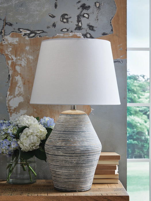 Signature Design Antique Blue Terracotta Table Lamp (1/CN)