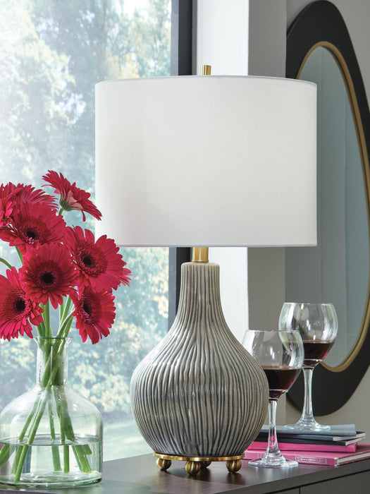 Signature Design Gray/Gold Finish Ceramic Table Lamp (1/CN)
