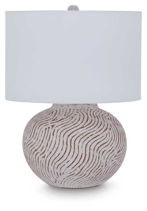 Signature Design Distressed White Terracotta Table Lamp (1/CN)