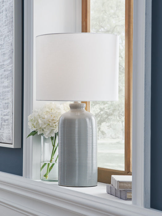 Signature Design Gray Blue Ceramic Table Lamp (1/CN)