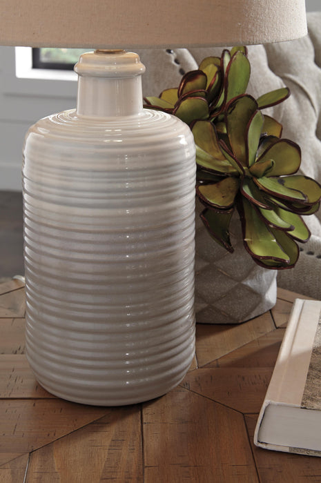 Signature Design Taupe Ceramic Table Lamp (2/CN)