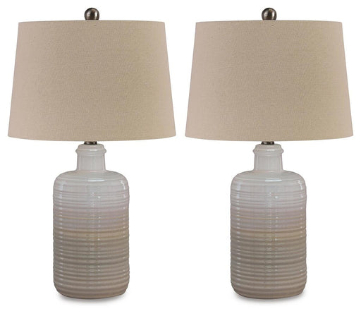 Signature Design Taupe Ceramic Table Lamp (2/CN)