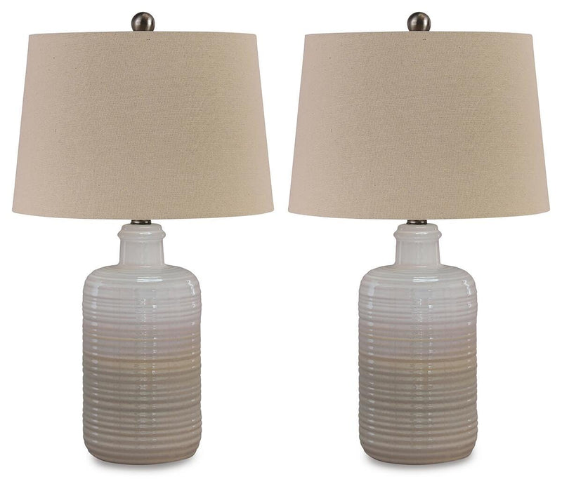 Signature Design Taupe Ceramic Table Lamp (2/CN)