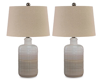 Signature Design Taupe Ceramic Table Lamp (2/CN)