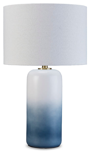 Signature Design White/Teal Ceramic Table Lamp (1/CN)