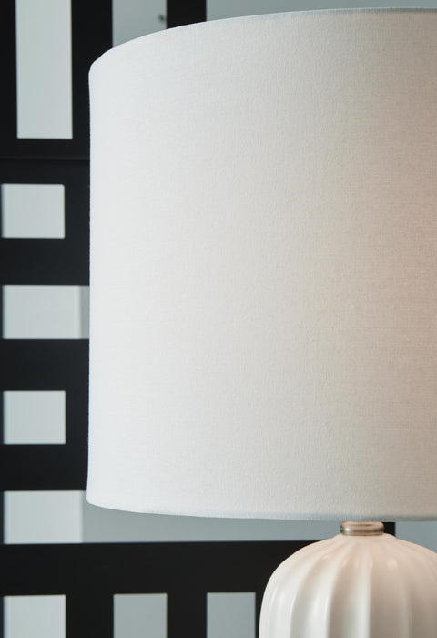 Signature Design White Ceramic Table Lamp (2/CN)