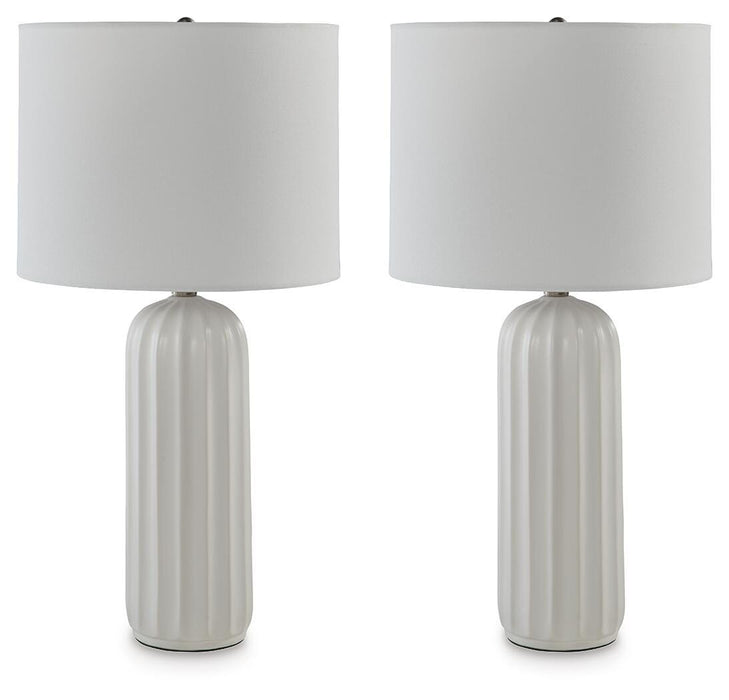 Signature Design White Ceramic Table Lamp (2/CN)