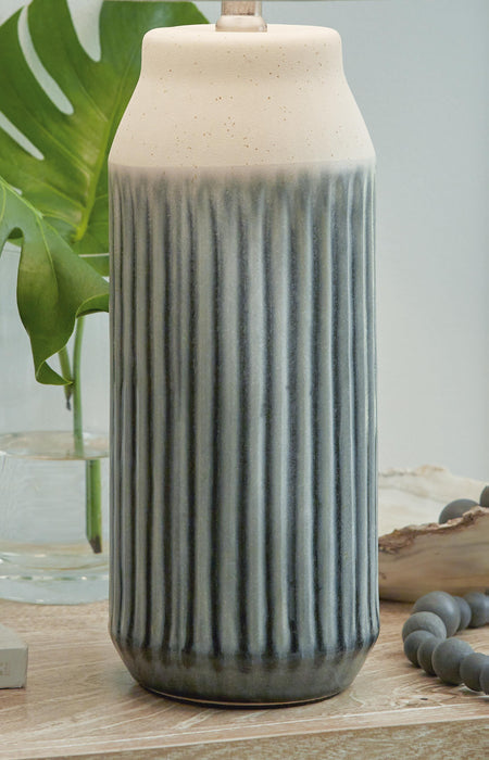 Signature Design Blue/Beige Ceramic Table Lamp (2/CN)