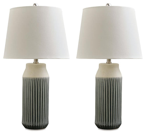 Signature Design Blue/Beige Ceramic Table Lamp (2/CN)