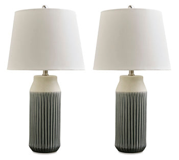 Signature Design Blue/Beige Ceramic Table Lamp (2/CN)