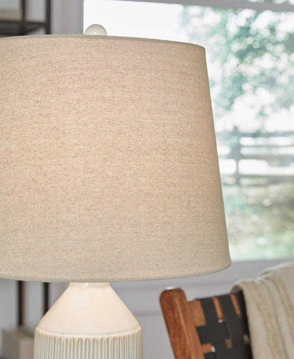 Signature Design Off White Ceramic Table Lamp (2/CN)
