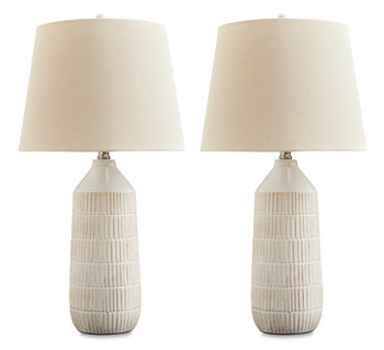 Signature Design Off White Ceramic Table Lamp (2/CN)