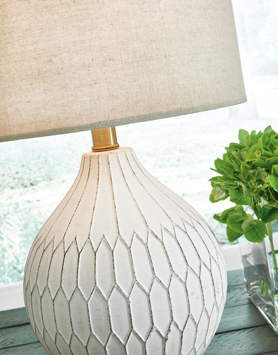 Signature Design White Ceramic Table Lamp (1/CN)