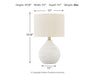 Signature Design White Ceramic Table Lamp (1/CN)