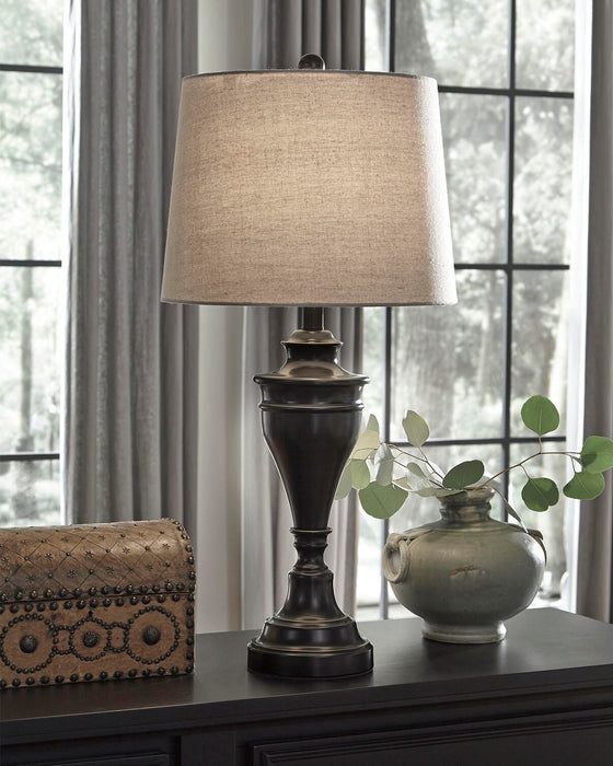 Signature Design Bronze Finish Metal Table Lamp (2/CN)