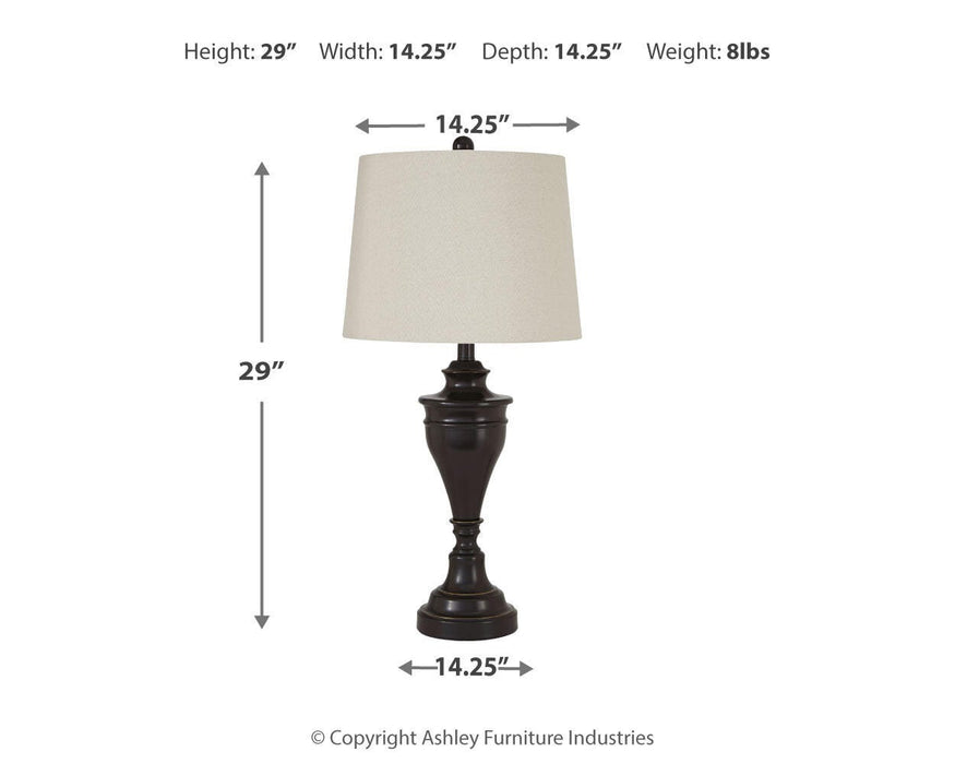 Signature Design Bronze Finish Metal Table Lamp (2/CN)