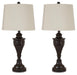 Signature Design Bronze Finish Metal Table Lamp (2/CN)