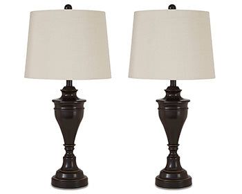 Signature Design Bronze Finish Metal Table Lamp (2/CN)