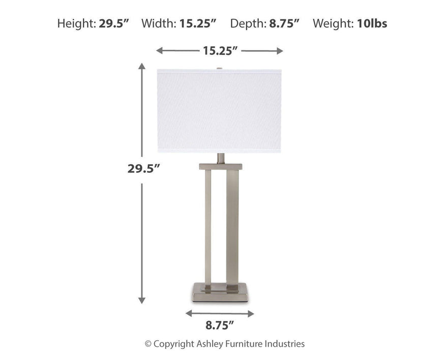 Signature Design Silver Finish Metal Table Lamp (2/CN)