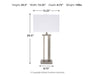 Signature Design Silver Finish Metal Table Lamp (2/CN)