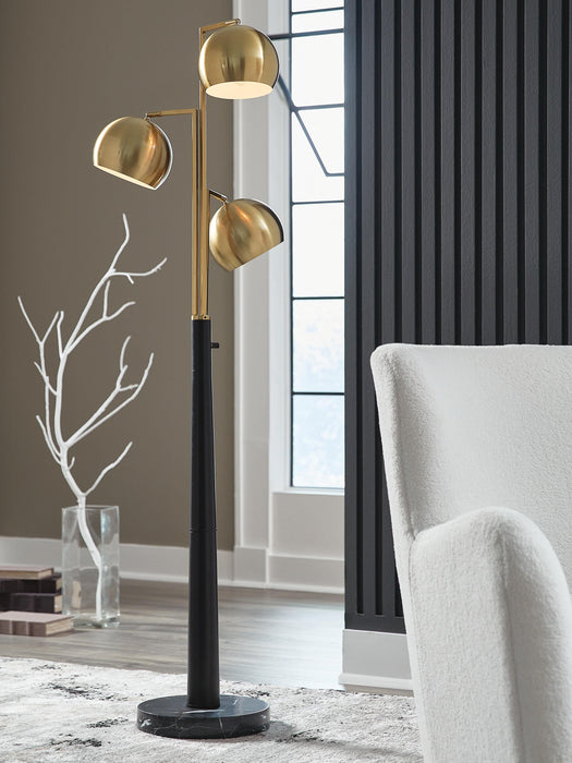 Signature Design Gold Finish/Black Metal Floor Lamp (1/CN)