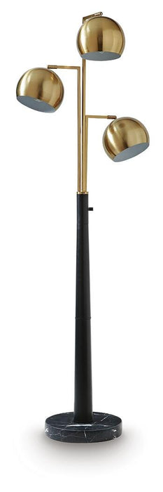 Signature Design Gold Finish/Black Metal Floor Lamp (1/CN)