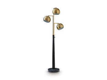 Signature Design Gold Finish/Black Metal Floor Lamp (1/CN)