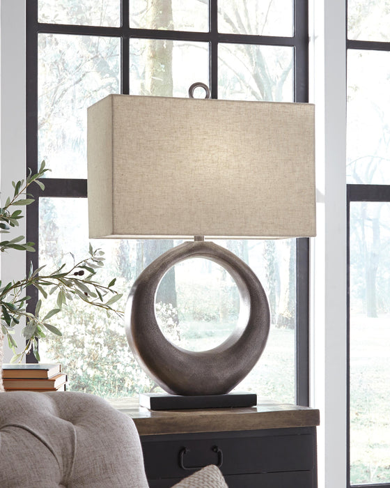 Signature Design Antique Silver Finish Metal Table Lamp (1/CN)