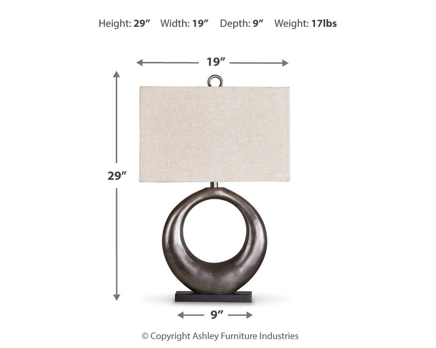 Signature Design Antique Silver Finish Metal Table Lamp (1/CN)