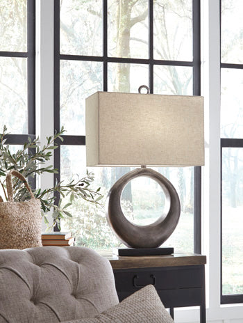Signature Design Antique Silver Finish Metal Table Lamp (1/CN)