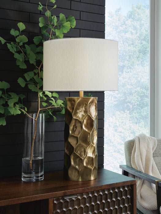 Signature Design Gold Finish Metal Table Lamp (1/CN)